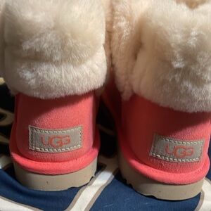 Ugg Kids' Saniya Genuine Shearling Collar Boot - coral